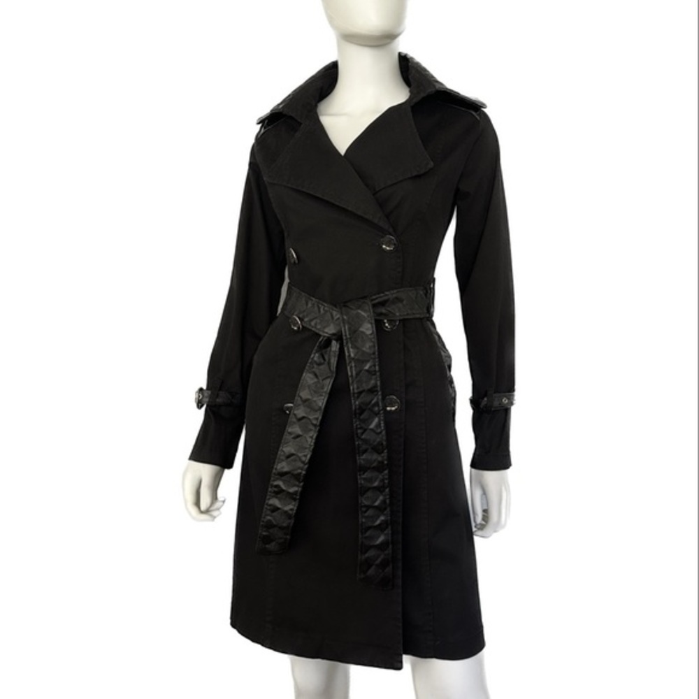 NEW WOMEN’S TRENCH COAT BELTED COLLARED JACKET IN BLACK